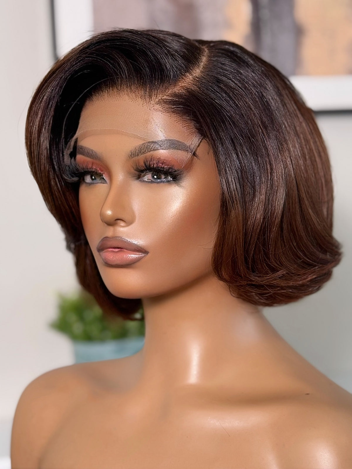Layered Bob(Ombré Brown)