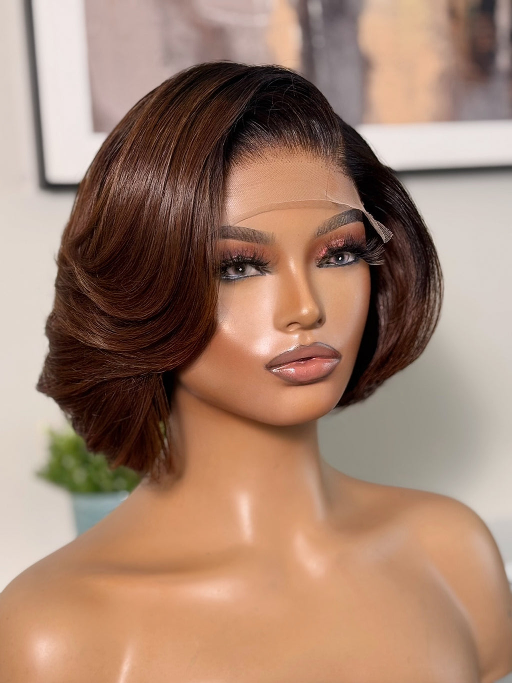 Layered Bob(Ombré Brown)
