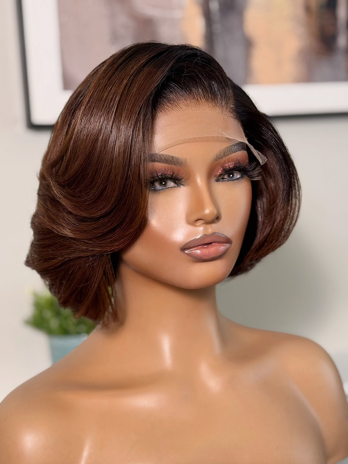 Layered Bob(Ombré Brown)